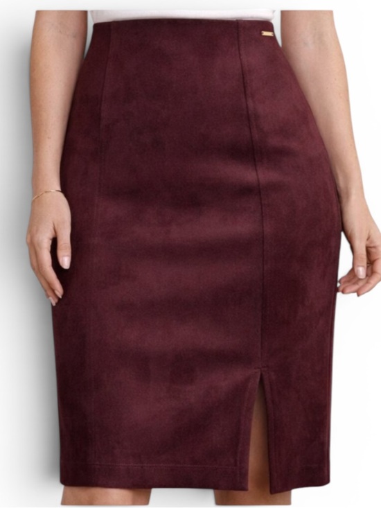 Ivanka Trump Dresses & Skirts - Ivanka Trump Burgundy Suede Pencil Skirt